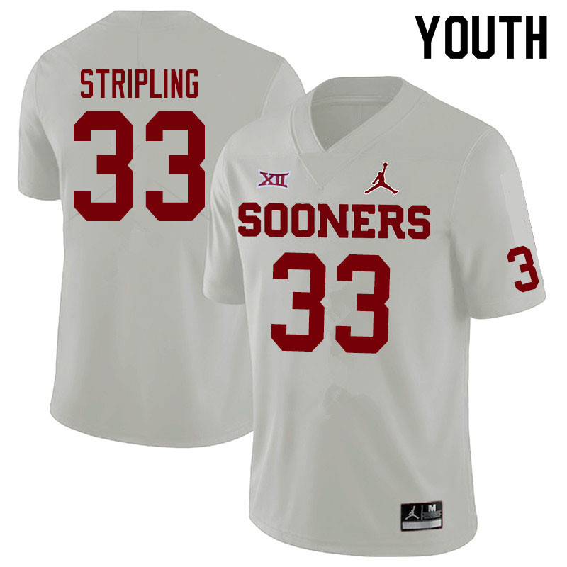 Jordan Brand Youth #33 Marcus Stripling Oklahoma Sooners College Football Jerseys Sale-White - Click Image to Close
